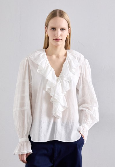 Polo Ralph Lauren RUFFLE TRIM VOILE BLOUSE - Blusa - white