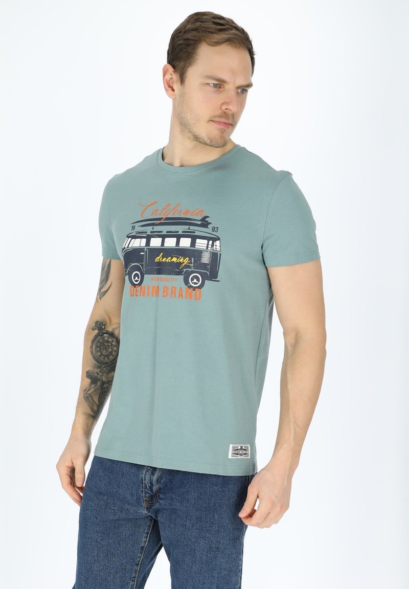 Denim Factory - SURFER VAN  - Print T-shirt - sage green, Enlarge