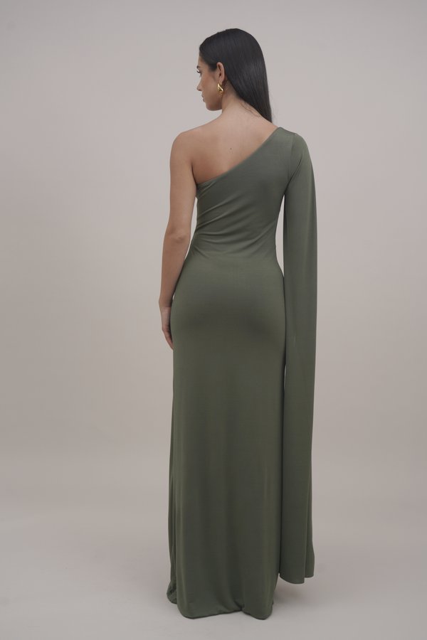 BRAX CAPE SLEEE - Jersey dress - dark khaki2