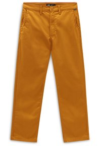 Senapsgula raka Vans Authentic Chino-byxor med sidfickor, bältesloopar och framknäppning.