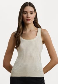 Lauren Ralph Lauren Rib Knit Linen Blend Sweater Tank Top - Top - mascarpone cream