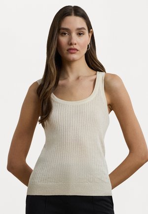 Lauren Ralph Lauren Rib Knit Linen Blend Sweater Tank Top - Toppi - mascarpone cream