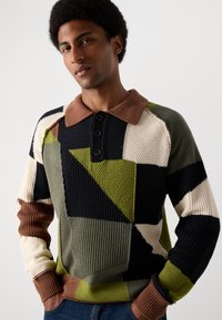 Scotch & Soda PATCH WORK LONG SLEEVE POLO - Jumper - muti-colour