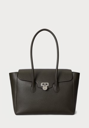 Lauren Ralph Lauren PEBBLED LEATHER LARGE TANNER SATCHEL - Borsa a mano - dark olive
