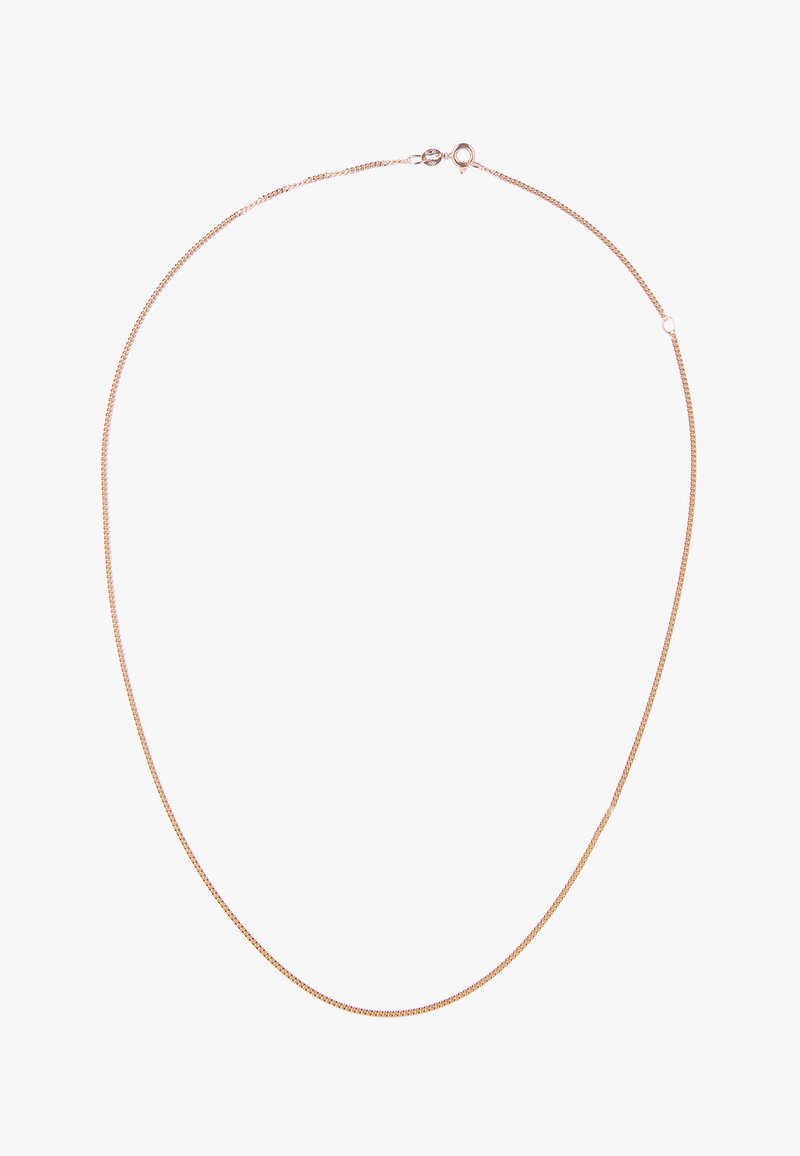 Roosakuldne kett-kaelakee peene, tekstuuriga disainiga. Omab homaarlukku ja siledat, ümarat kuju.