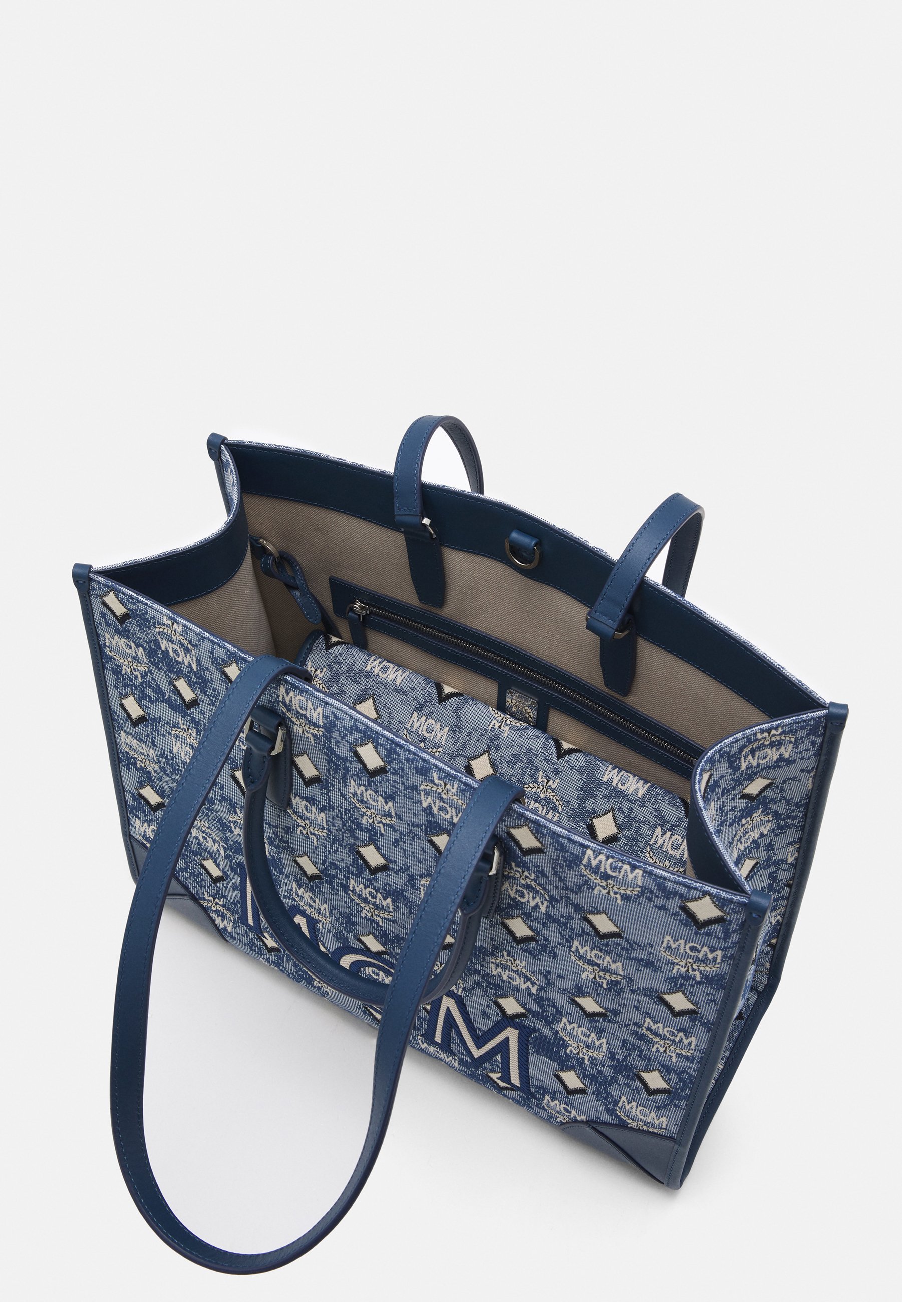 blue mcm tote bolsa