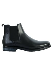 Stivale Chelsea in pelle nera con pannelli laterali elasticizzati, punta arrotondata e suola bassa in gomma testurizzata. Marchio sottile sul tallone.