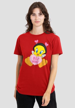 Cotton Soul, LOONEY TUNES VALENTINE'S DAY TWEETY BEE MINE - Print T-shirt - red