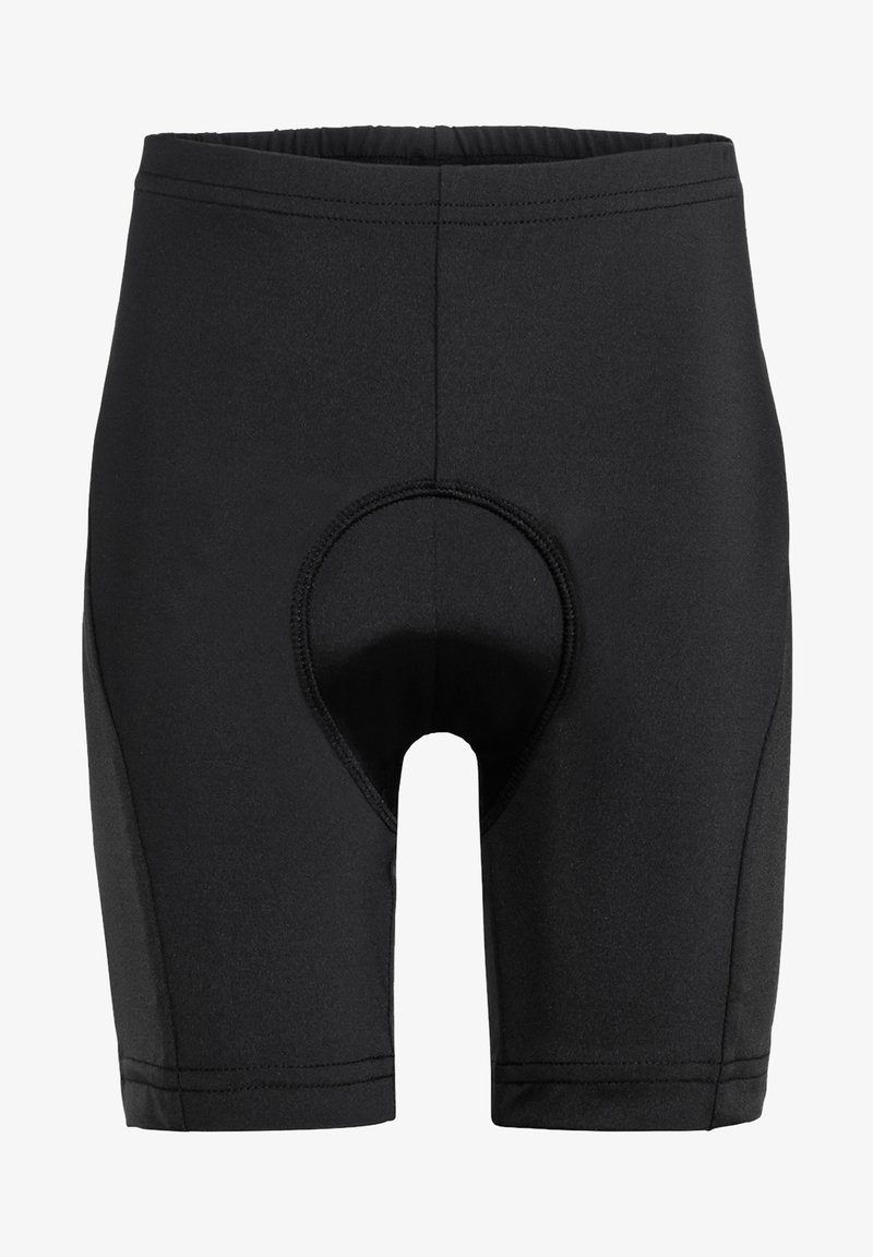 Pantaloni ciclistici neri realizzati in tessuto elasticizzato, con un inserto imbottito nella zona del sedile, una vita elastica e lati senza cuciture per il massimo comfort.