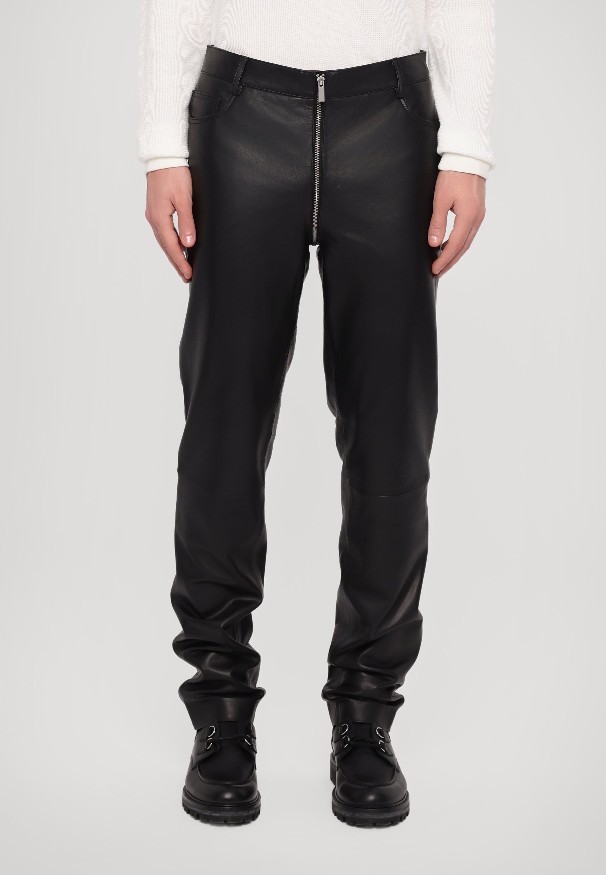 STUDIO ID TOM TROUSERS LEATHER FRONT 2 BACK ZIP TROUSERS - Leather