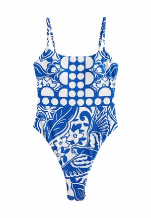 REGULAR FIT - PRINT TUMMY CONTROL HIGH LEG SCOOP - Uimapuku - blue white