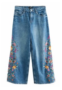 Next EMBROIDERED WIDE - Alt laienevad teksad - mid blue