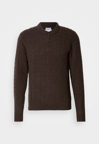 BUTTON POLO - Maglione - dark brown melange