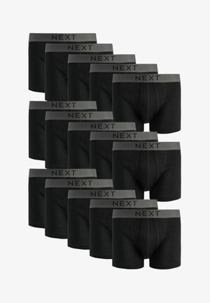 Boxeri negri din bumbac cu un band gri pe care se află inscriptionat cu litere "NEXT". Design ajustat, arătând mai multe piese aranjate într-un teanc.