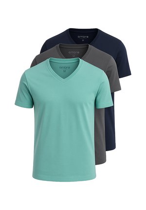 3 PACK - T-Shirt basic - dark grey/navy/turquoise