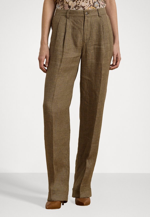 HOUNDSTOOTH PLEATED TWILL PANT - Trousers