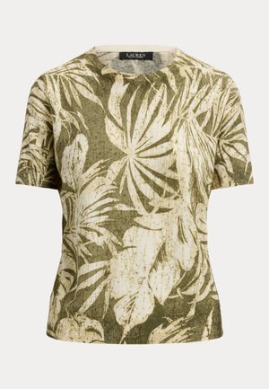 Lauren Ralph Lauren Petite, PALM-FROND-PRINT SHORT-SLEEVE SWEATER - Tričko s potlačou - olive multi