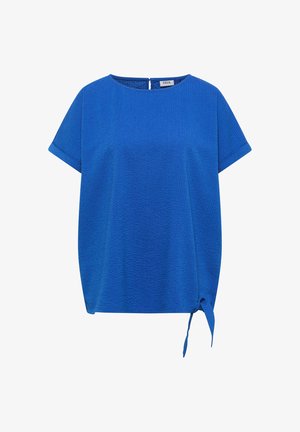 Cecil, BLOUSENSHIRT WITH ROUND NECK AND KNOT DETAIL, błękit królewski