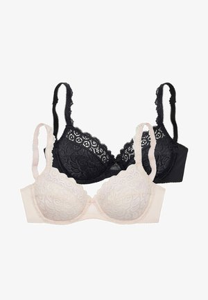 2ER-PACK - Underwired bra - puder schwarz