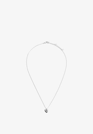 Delikati sidabrinė grandinėlė su mažu poliruotu širdies formos pakabuku ir reguliuojama omaro dydžio užsegimu.