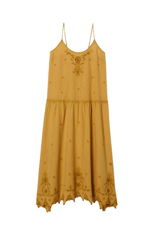 Promod, ROBE À BRETELLES PERLÉE - Robe longue - ocre