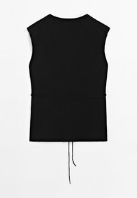 Svart ärmlös topp med rund halsringning, smal passform och dragsko i midjan. Tillverkad av slät, stretchig tyg.