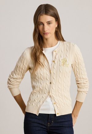 Lauren Ralph Lauren, CABLE KNIT COTTON CARDIGAN - Cardigan - mascarpone cream