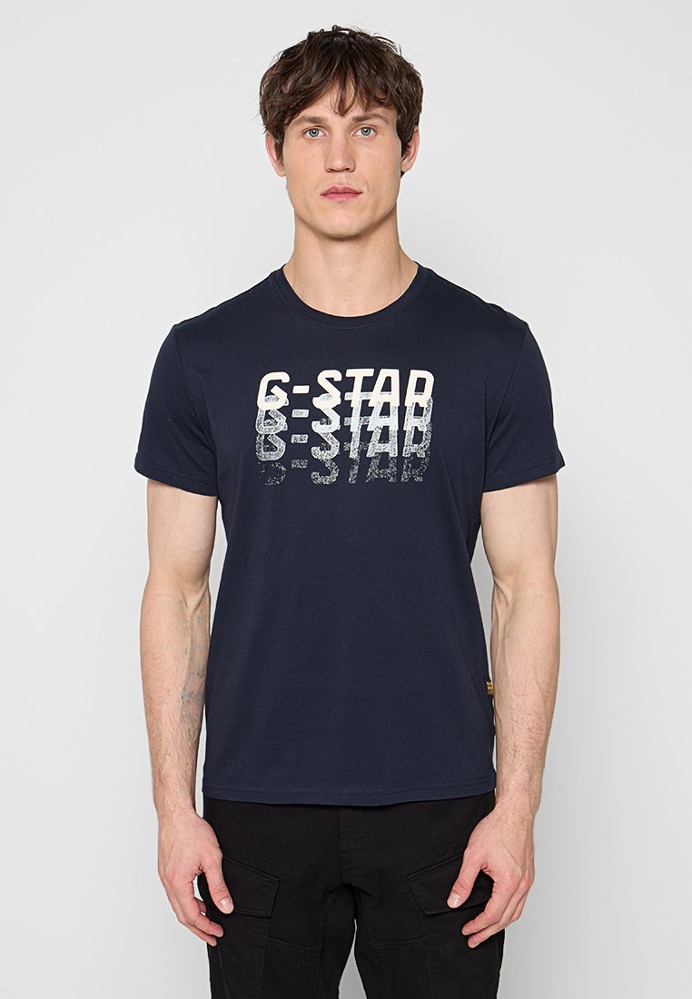 G-Star T-shirt print donkerblauw denim