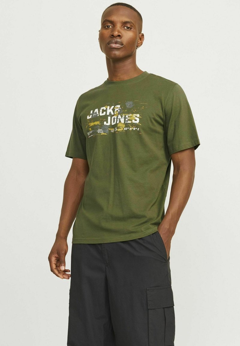 Jack & Jones LOGO RUNDHALS - T-shirt print - cypress