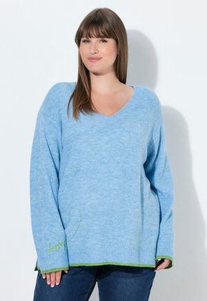 HEART EMBROIDERED  - Strickpullover - sky blue