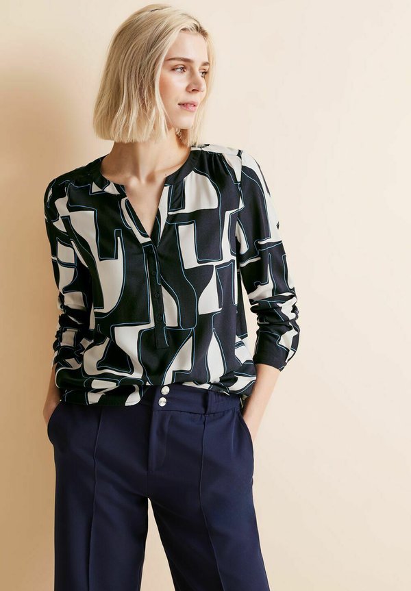 MIT PRINT - Bluse - blau