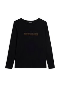 T-shirt a maniche lunghe nera realizzata in morbido tessuto, con la scritta "the DREAMER" in strass luccicanti sul petto in un design a contrasto.