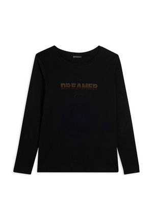 WITH DREAMER RHINESTONE SLOGAN - Maglietta a manica lunga - black