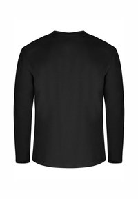 Langarmshirt in Schwarz aus weichem Baumwollstoff, mit rundem Hals und glatter Textur, geradem Saum und ohne sichtbare Logos oder Muster.
