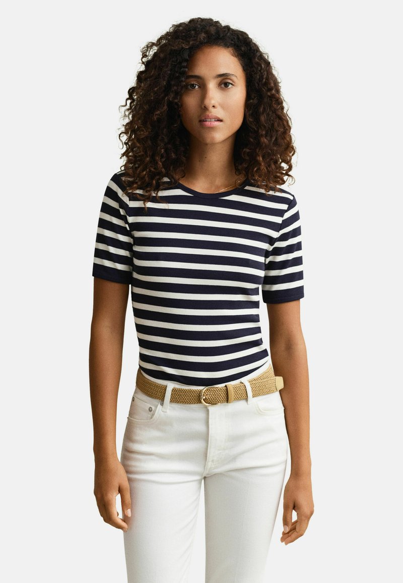 GANT STRIPED - Triko s potiskem - evening blue
