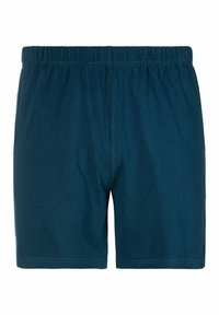 Tamnozelena pamučna kratka hlače s elastičnim pojasom, bez šavova s bočnih strana i mekom, glatkom teksturom. Nema vidljivih džepova ili ukrasa.