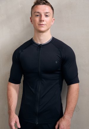 Pier One Sport BASIC FRONT ZIP FIT ADAPTIVEPS ADAPT - Spordi T-särk - black