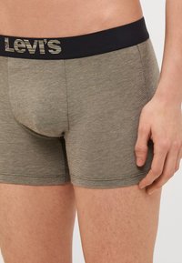 Levi's Herren-Boxershorts aus einem strukturierten braunen Stoff, mit einem schwarzen elastischen Bund und goldfarbener Logodetails.
