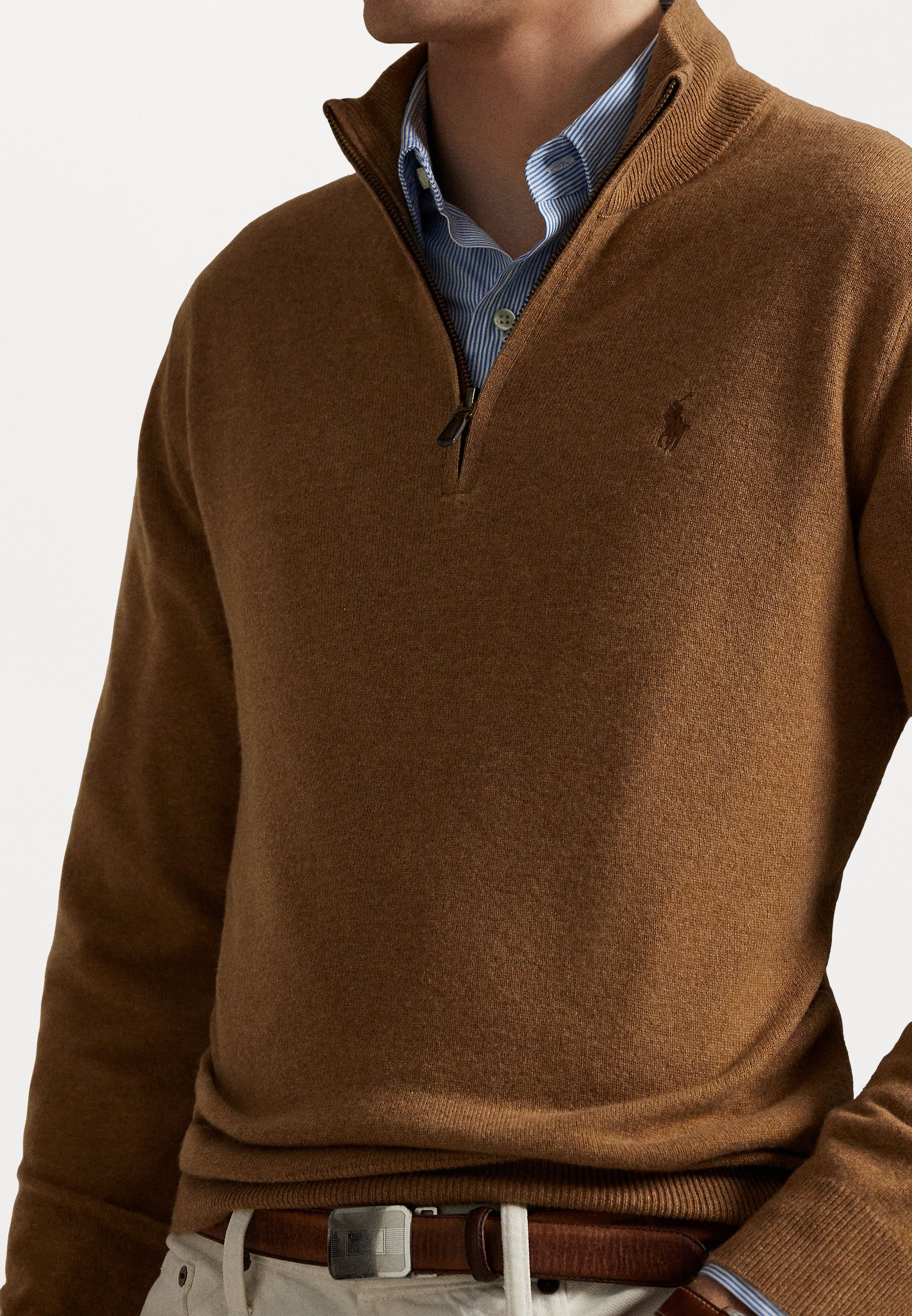 Polo Ralph Lauren WOOL QUARTER-ZIP JUMPER - Jumper - latte brown