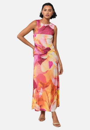Lipsy, MESH TIE KNOT FRONT SLEEVELESS MAXI DRESS - Maxikleid - pink orange print