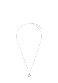 Collana d'argento con una fine catena, caratterizzata da un ciondolo a forma di unicorno adornato con una piccola pietra preziosa e un design minimalista. Lunghezza regolabile con chiusura.
