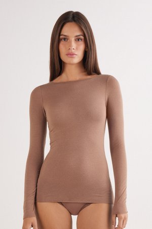 Intimissimi ULTRALIGHT - Langarmshirt - caramel dark beige