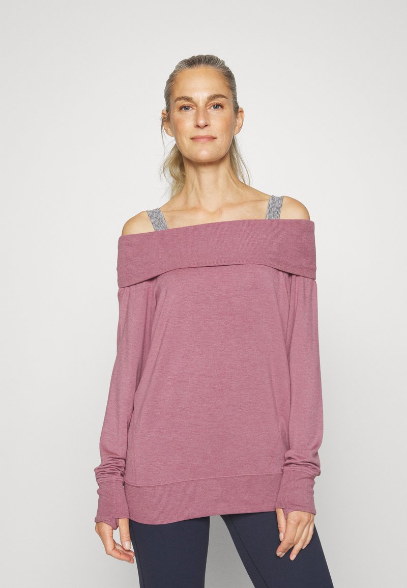 Athleta STUDIO BARRE Zipup sweatshirt dark sugarplum heather