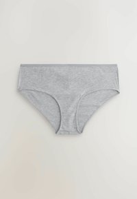 Grå ribbede trusser med bred elastisk talje, blød tekstur og sømløst design, velegnet til daglig komfort.