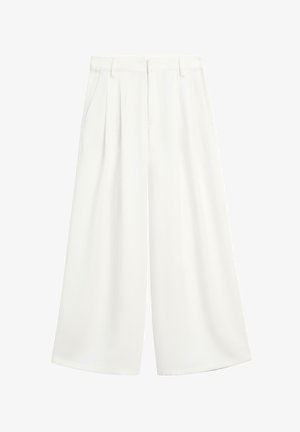 Witte wijde broek met voorplooien, zijzakken en een hoge tailleband.