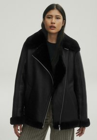 Next REAL AVIATOR REGULAR FIT - Kožená bunda - black
