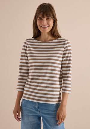 Cecil, BASIC SHIRT MIT BOAT NECK UND STREIFEN - T-shirt à manches longues - natural taupe