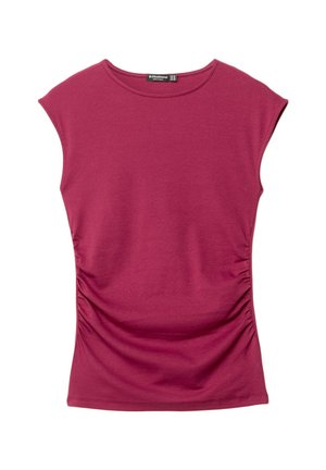 Stradivarius FITTED WITH GATHERING  - Navadna majica - dark red