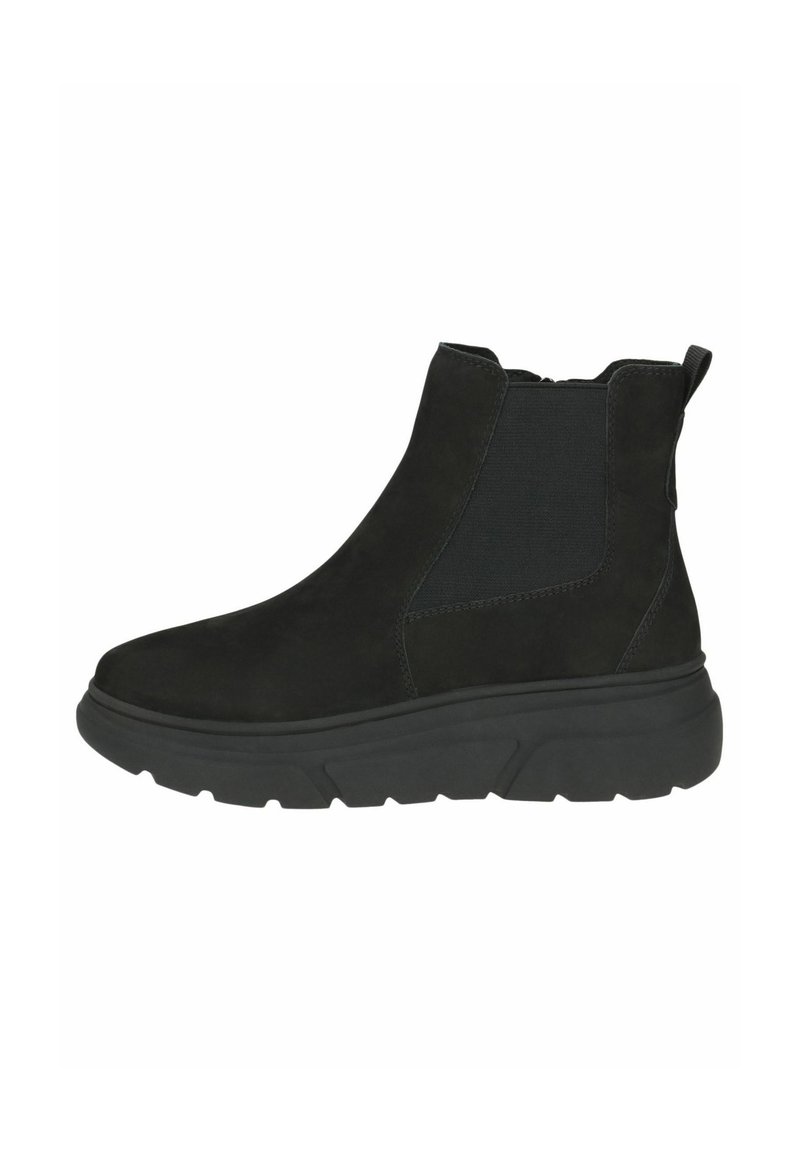 Caprice - CHELSEA - Bottines compensées - black nubuc, Agrandir