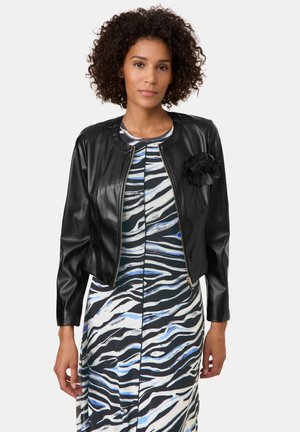 LANGARM GEFÜTTERT MIT BLUMENDETAIL - Kunstlederjacke - schwarz